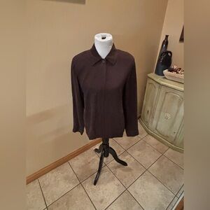 Jones New York Country 100% Silk Zip-Up Jacket Size 12